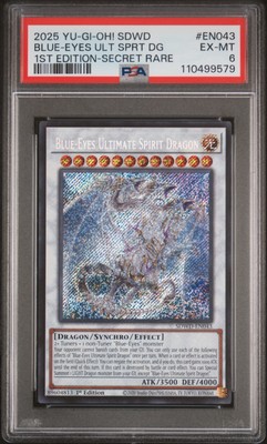2025 YU-GI-OH! 1ST ED-SECRET RARE #EN043 BLUE-EYES ULTIMATE SPIRIT DRAGON PSA 6-image
