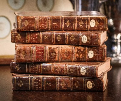 Rare 1739 The Christian Life John Scott Complete Set Antique Leather Books-image