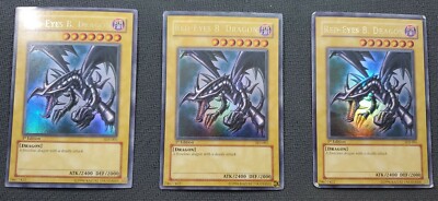 Yu-Gi-Oh TCG: Ultra Rare Red-Eyes Black Dragon, SDJ-001, 1st Edition, X3 Cards-image