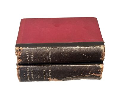 1899 THE COMPLETE ANGLER IZAAK WALTON & COTTON 2 VOLUME HARDCOVER SET BOOK OLD-image