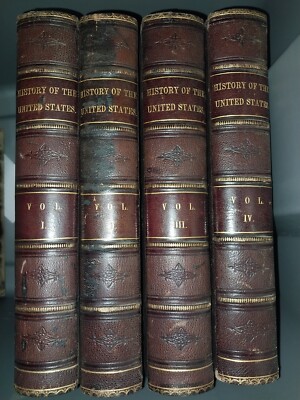 1874 History of the United States by Spencer 1876 Ben Lossing 4 vol set Leather-image