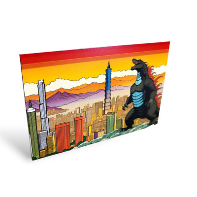 Godzilla Taipei 101 Taiwan Fantasy Comic Art collectible fridge magnet-image