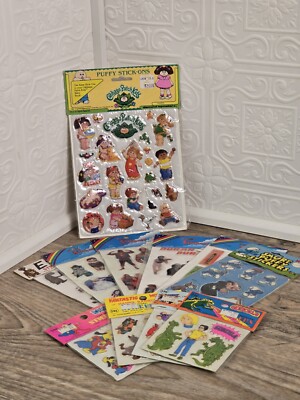 Set of (11) of 1980s Puffy Stickers Smurfs Godzilla Scooby E.T. Cabbage Patch-image