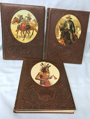 TIME LIFE 'THE OLD WEST' 1973 Dk Brown Leather Set 3 Books American History (A1)-image