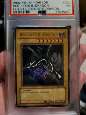 Red-Eyes B. Dragon 2002 PSA 7 NM LOB-070 Ultra Rare Original Print Yugioh-image