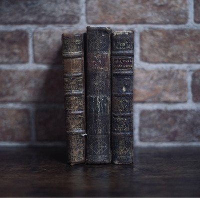 3 sets of leather-bound foreign books from around the 1700s, old books,  #QODIXL-image