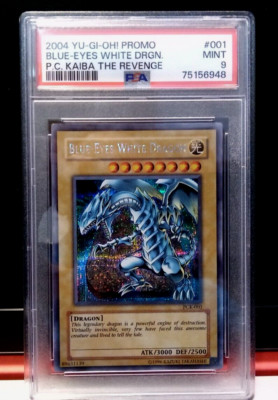 2004 YU-GI-OH! PROMO #001 BLUE-EYES WHITE DRAGON PSA 9 P.C. KAIBA THE REVENGE-image