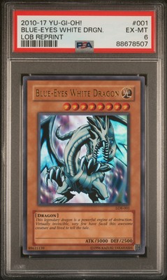 2010-2017 YU-GI-OH! LOB REPRINT #001 BLUE-EYES WHITE DRAGON PSA 6-image
