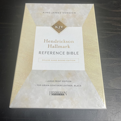 KJV Hallmark Reference Large Print Bible 2018 Top Grain Black Goatskin Leather-image
