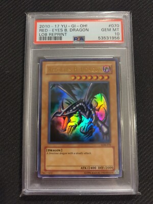 Yu-Gi-Oh 2010 Red Eyes Black Dragon Psa 10 LOB Reprint-image