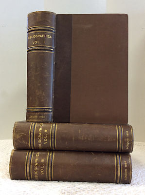 BIBLIOGRAPHICA: 3v set - 1895 - Rare books, collecting, bibliography, book arts-image