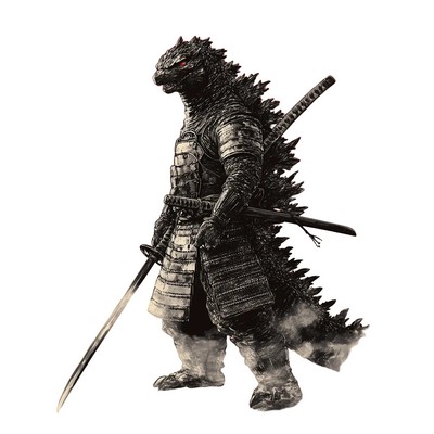 Samurai Godzilla Art Vinyl Car Decal Sticker – Waterproof & UV-Resistant-image