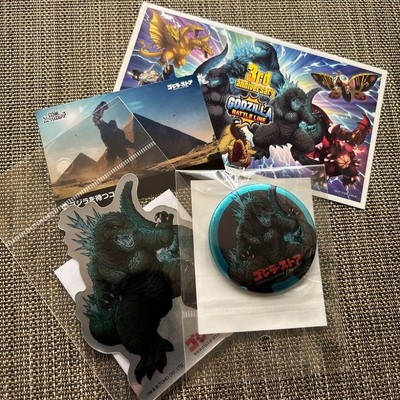 Godzilla Badge Sticker 3rd Anniversary Card Set Blue & Black Design Used-image