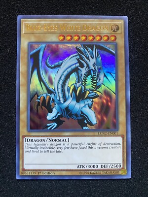 Blue Eyes White Dragon LCKC-EN001 Ultra Rare 1st Edition Holo Yugioh Card NM-image