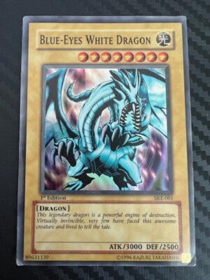 Yugioh Blue-Eyes White Dragon SKE-001 Super Rare 1st Ed DMG-image