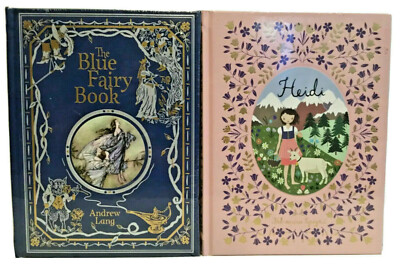 ❤️SET OF 2 Leather Bound Books HEIDI  / THE BLUE FAIRY  Children's books NEW -image