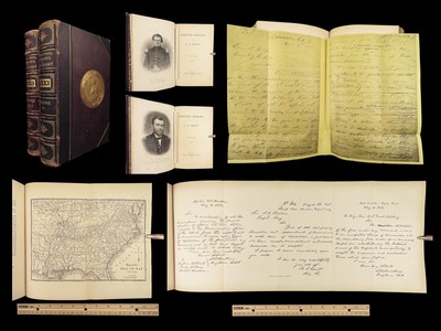 1885 EXQUISITE 1ed Civil War Memoirs General Ulysses Grant MAPS 2v Leather Set-image