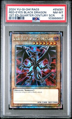 Red-Eyes Black Dragon - RA03-EN081 - Quarter Century Secret Rare - PSA 8-image