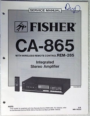 FISHER CA-865 Stereo Integrated Amplifier Shop Service Manual Parts List REM-285-image