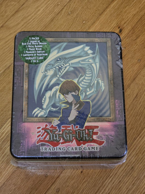 Yugioh 2002 Collectors Tin, Kaiba, Blue Eyes White Dragon, New, Factory Sealed-image