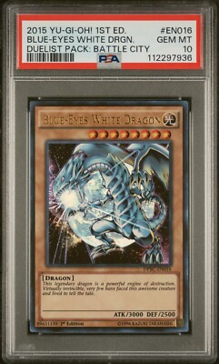 2015 Yu-Gi-Oh! PSA 10 Gem Mint Blue-Eyes White Dragon DPBC-EN016 Ultra Rare 1st -image