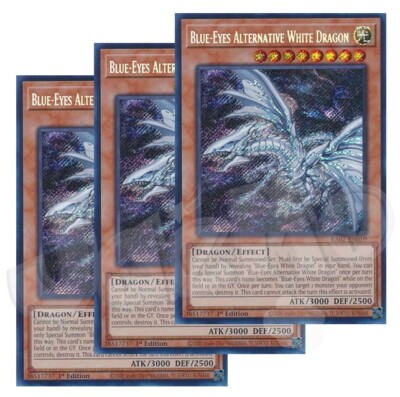 Blue-Eyes Alternative White Dragon x 3 - 1st Edition Secret Rare NM - Free Holo-image