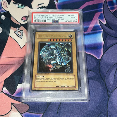 PSA 9 Mint Blue-Eyes White Dragon JMP-EN001 Jump Promo Yugioh Card 2004 -image
