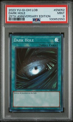 Yu-Gi-Oh! PSA 9 Dark Hole LOB-EN052 Legend of Blue Eyes White Dragon 25th-image