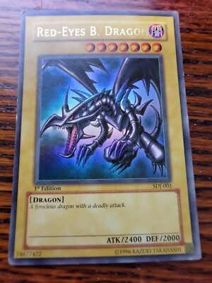MP* Yugioh Red-Eyes Black Dragon SDJ-001 1st Edition Holo Rare Yu-Gi-Oh!-image