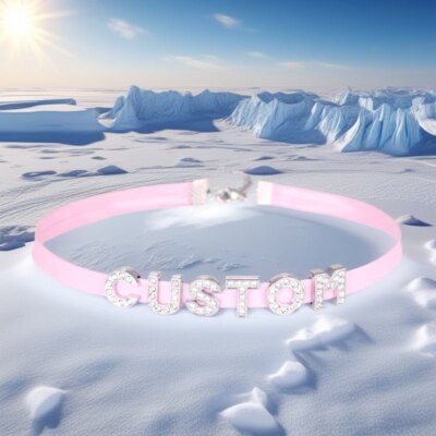 Necklace BDSM Gift BABY GIRL Choker Collar OWNED PROPERTY DIY Custom Pu Leather-image