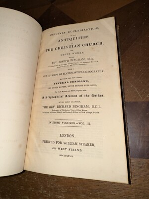 ANTIQUITIES CHRISTIAN CHURCH Joseph Bingham 1834 MAPS Sermons Bible Volume III-image