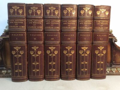 1876 6 Volume Set THE LIFE, LETTERS AND WRITINGS OF CHARLES LAMB * Leather-image