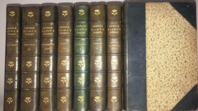 LEATHER Set; Works of GEORGE ELIOT! Riviere Bindery! Antiquarian Library 1800's!-image
