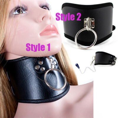 Bound Neck Collar Metal Chain Leather Chastity Posture Collar Costume Binding-image