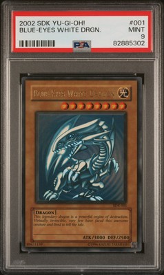 2002 YU-GI-OH! STARTER DECK: KAIBA #001 BLUE-EYES WHITE DRAGON PSA 9-image