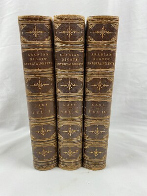 1883 Thousand & One Nights Arabian Nights Entertainments 3 Vol. Set Edward Lane -image