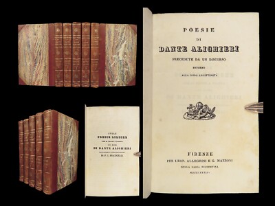 1834 DANTE Convivio The Banquet Monarchia Medieval Poetry Italian 5v Set RARE-image