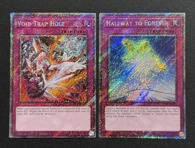 2025 YUGIOH RA04 PLATINUM SECRET RARE VOID TRAP HOLE & HALFWAY TO FOREVER NM-image