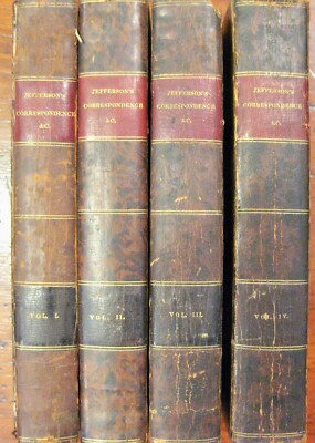  1829 4-VOL MATCHED SET-ORIGINAL 1ST EDITIONS-ONE-OWNER-THOMAS JEFFERSON MEMOIRS-image