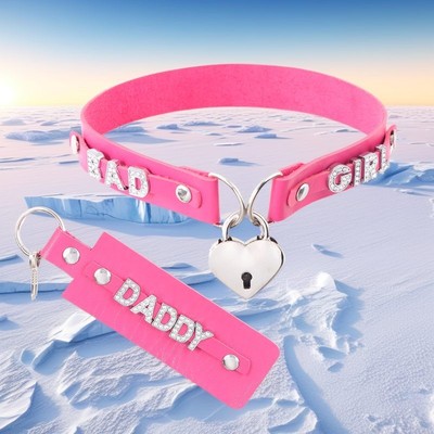 DIY BDSM Gift Heart LOCK Choker Necklace Vintage Custom Pu Leather FEMBOY Collar-image