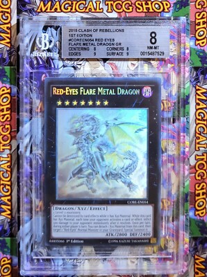 Yugioh Red-Eyes Flare Metal Dragon CORE-EN054 1st Edition Ghost Rare BGS 8 NM-image