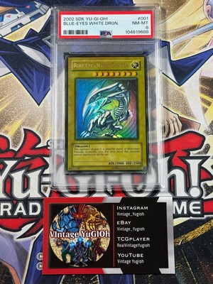 Yugioh PSA 8 Blue-Eyes White Dragon SDK-001 Unlimited FADED Ultra Rare-image
