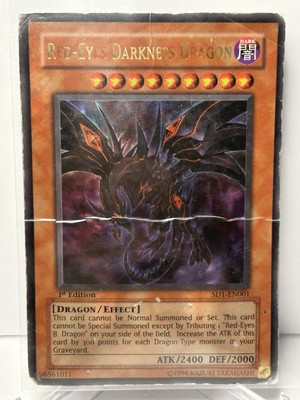 Yugioh - Red-Eyes Darkness Dragon SD1-EN001 1st Editon Ultra Rare HP DMG-image