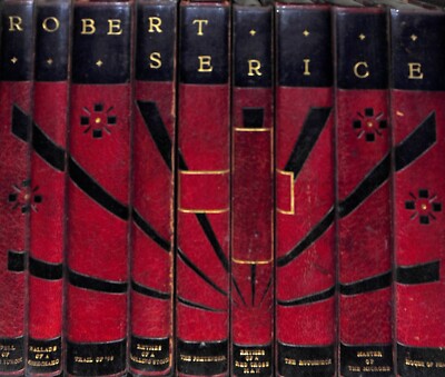 9 Volume Robert W. Service Leather Bound Set by Sangorski & Sutcliffe 1907-1928-image