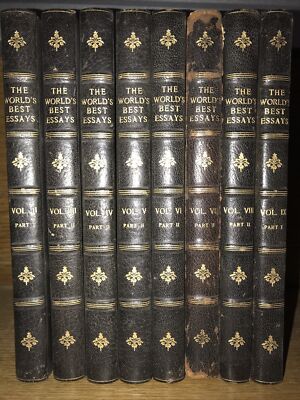 LEATHER Set;World ESSAYS! #1/100 1899 Aristotle Emerson Franklin Lincoln History-image