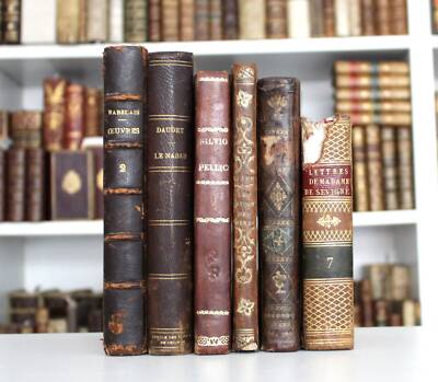 1802-1937 RARE Set of 6 Antique Books 19th and 20th Century Leather Bindings-image
