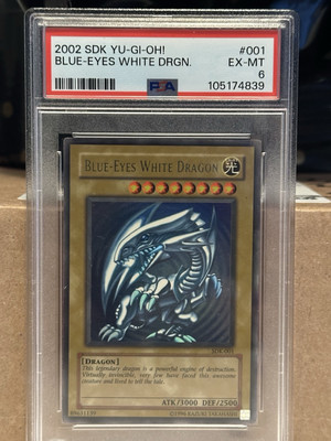 PSA 6 Yugioh Starter Deck Kaiba Ultra Rare Blue-Eyes White Dragon SDK-001 EX/MT!-image