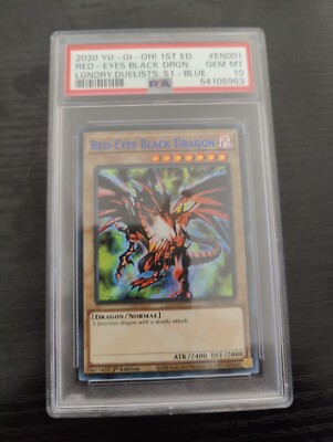 2020 PSA 10 Gem Mint Yu-Gi-Oh! LDS1-EN001 Red-Eyes Black Dragon Blue Name-image