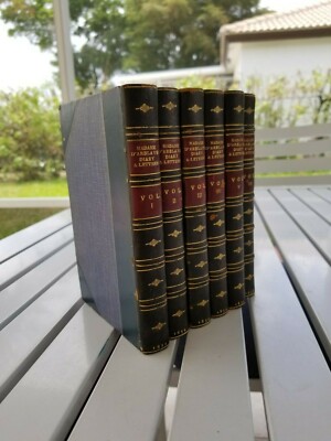 DIARY AND LETTERS MADAME D'ARBLAY 6 VOLUME SET OF 7 VOLUME 1854 LEATHER-image
