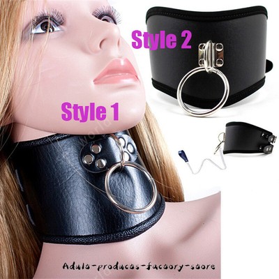 Bound Neck Collar Metal Chain Leather Chastity Posture Collar Costume Binding -image